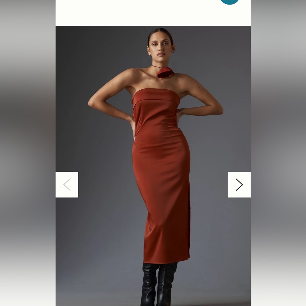 Anthropologie Strapless Cowl-Back Midi Dress size small NWT